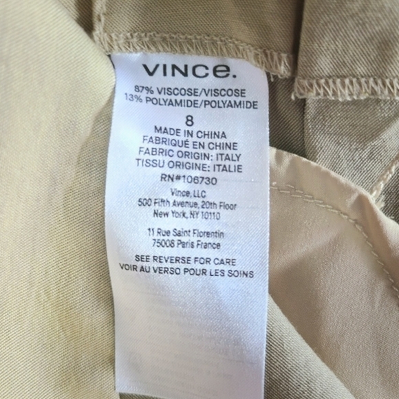 VINCE. Belted Palazzo Cullotes, Size 8, Beige, NWT - Picture 13 of 14